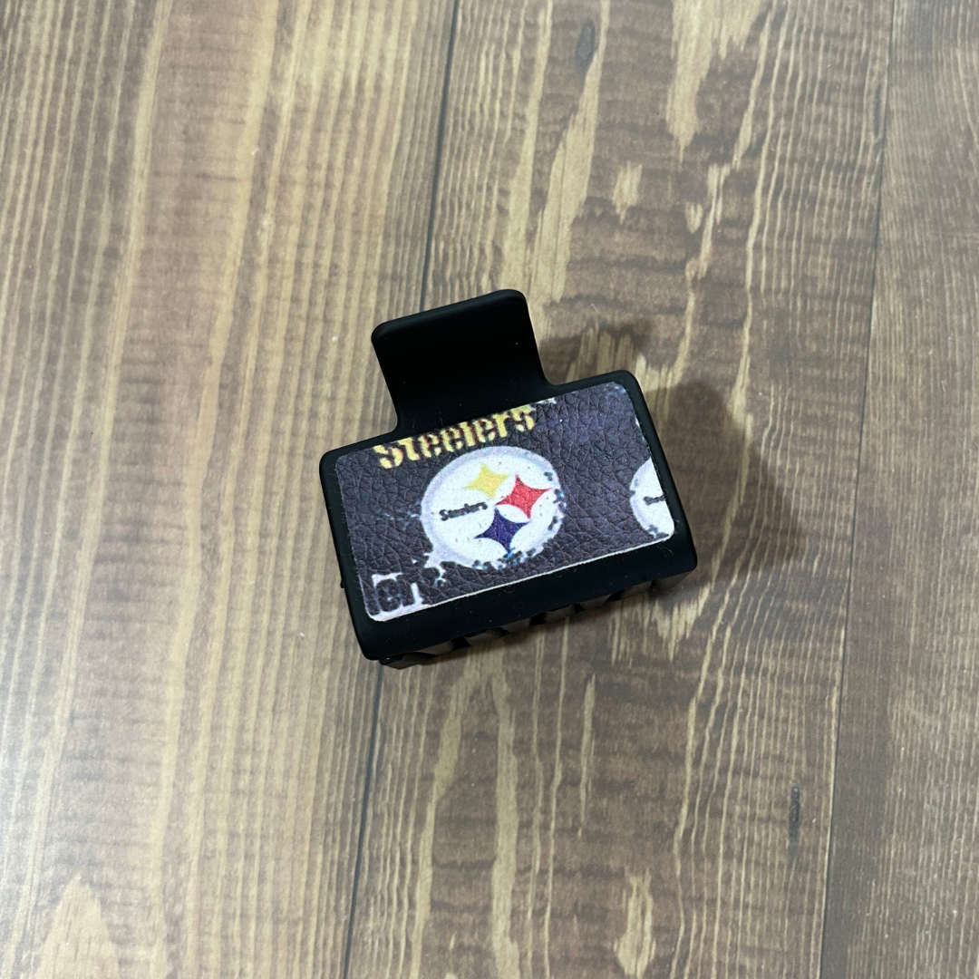 FOOTBALL LEATHER HAIR CLIPS