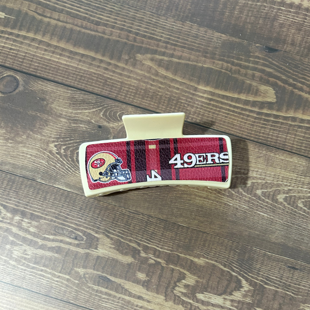 FOOTBALL LEATHER HAIR CLIPS