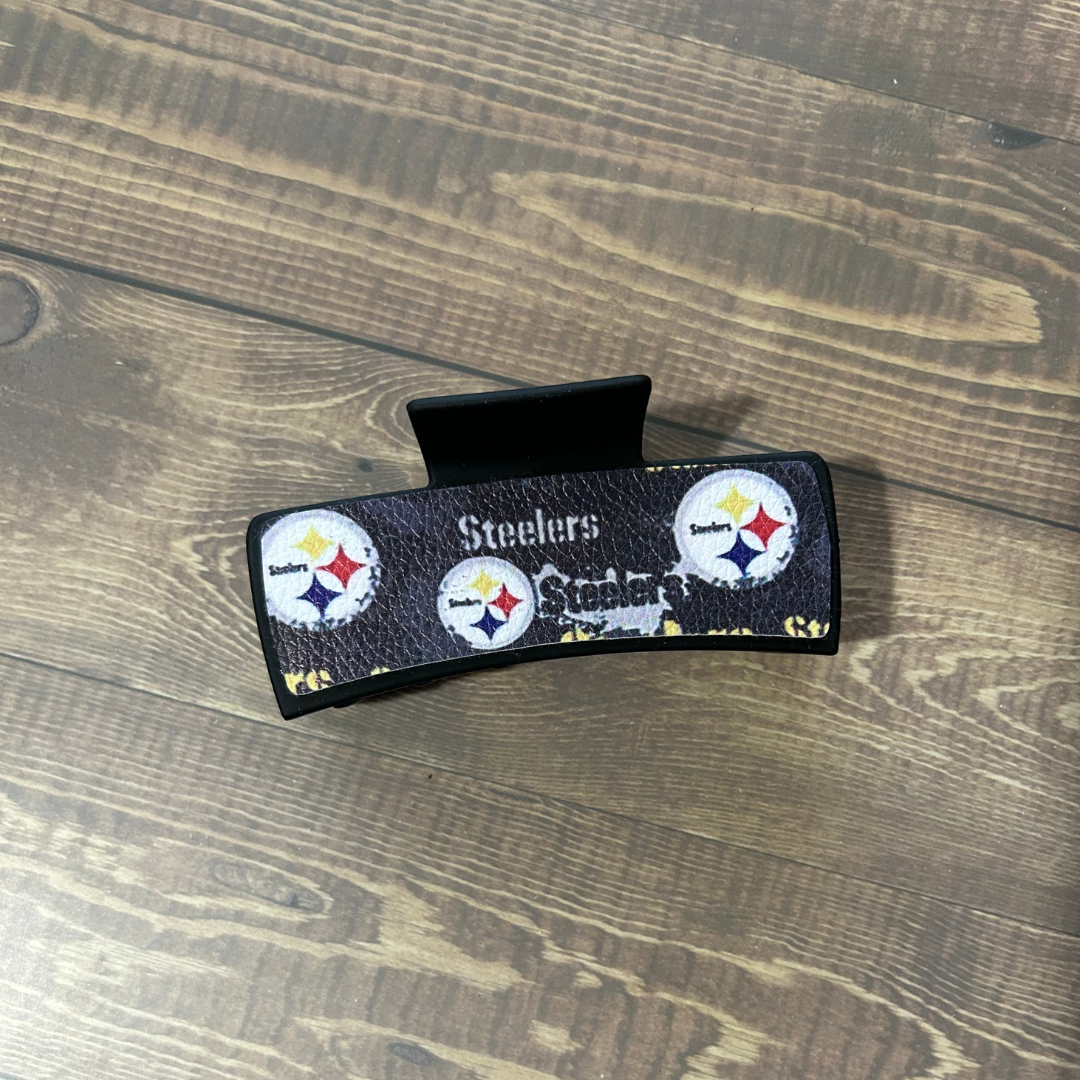 FOOTBALL LEATHER HAIR CLIPS