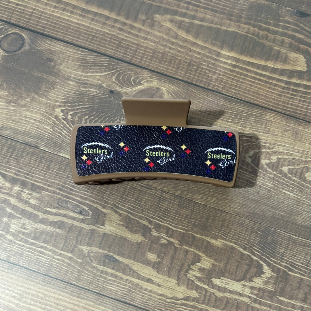 FOOTBALL LEATHER HAIR CLIPS